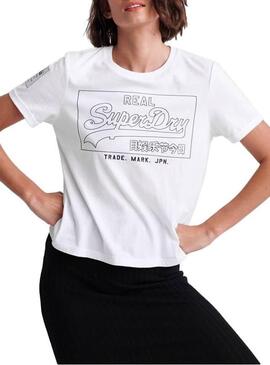 T-Shirt Superdry Logotipo vintage Branco Mulher