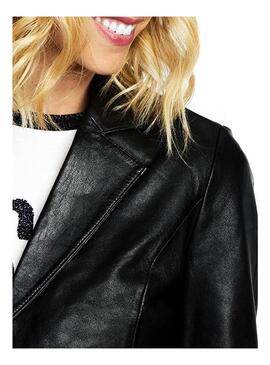 Jaqueta Naf Naf Botões de couro Preto Mulher