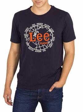 T-Shirt Lee World Tee Marino Homem