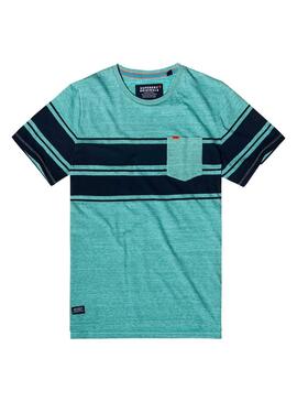 T-Shirt Superdry Dry Stripe PKT Homem Turquesa