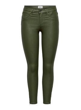 Calça Only Kendell Coated Verde Mulher
