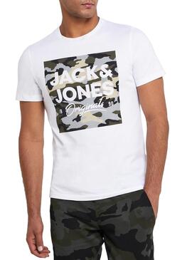 T-Shirt Jack and Jones Camo Branco Homem