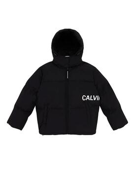 Casaco de pluma Calvin Klein Oversized Logo Preto 
