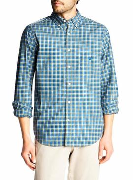 Camisa Nautica Casual Plaid Verde Homem