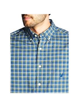 Camisa Nautica Casual Plaid Verde Homem