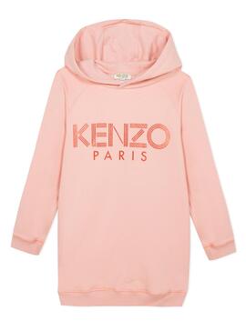 Kenzo Vestido Rosa Logo Para Menina