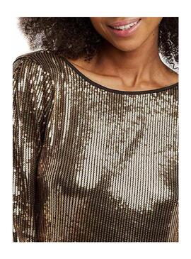 Vestido Naf Naf Lantejoulas Ouro Para Mulher