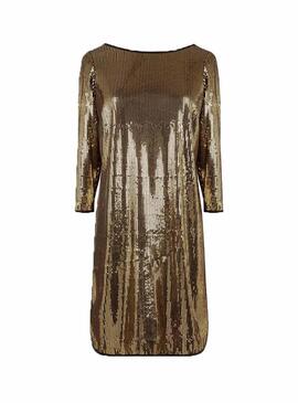 Vestido Naf Naf Lantejoulas Ouro Para Mulher