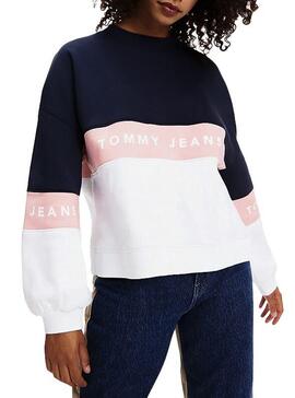Sweat Tommy Jeans Colorblock Tripulação para Mulhe