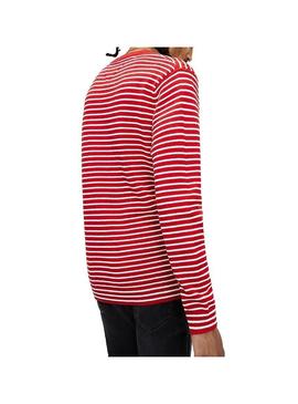 Malha Tommy Jeans Essential Stripe Vermelho Homem