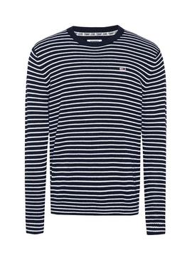 Malha Tommy Jeans Essential Stripe Azul Homem