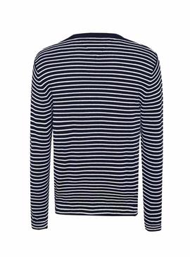 Malha Tommy Jeans Essential Stripe Azul Homem