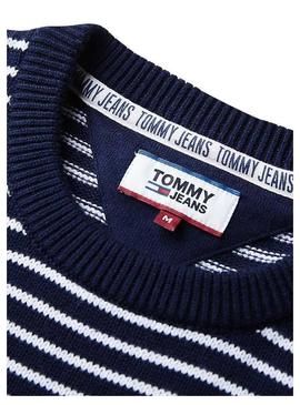 Malha Tommy Jeans Essential Stripe Azul Homem