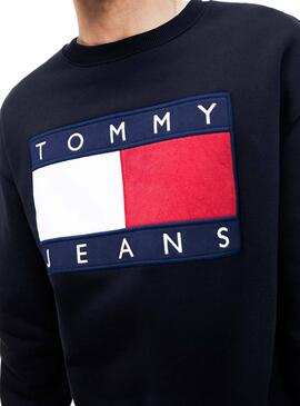 Sweat Tommy Jeans Flag Preto para Homem