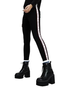 Leggings Tommy Jeans Tape Preto Para Mulher
