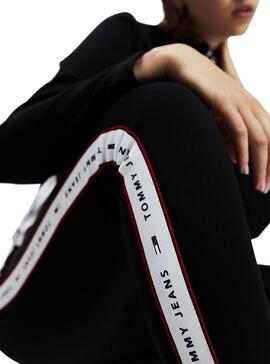Leggings Tommy Jeans Tape Preto Para Mulher