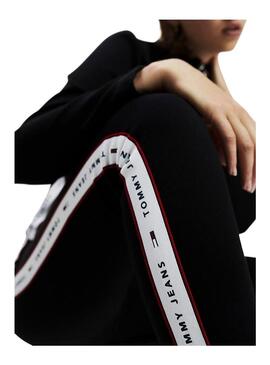 Leggings Tommy Jeans Tape Preto Para Mulher