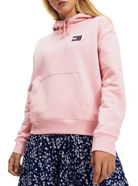 Sweat Tommy Jeans Badge Hoodie Rosa Mulher