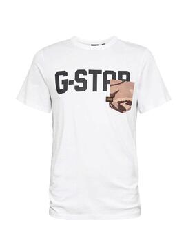 T-Shirt G-Star Pocket Branco para Homem