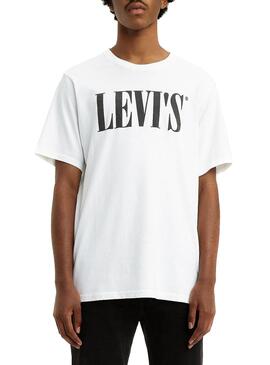 T-Shirt Levis Serif Logo Branco Para Homem