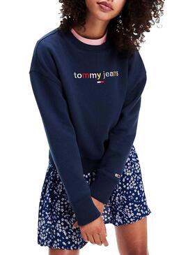 Sweat Tommy Jeans logotipo multicolor para Mulher