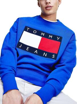 Sweat Tommy Jeans Flag Azul para Homem