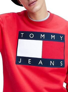 Sweat Tommy Jeans Flag Vermelho para Homem