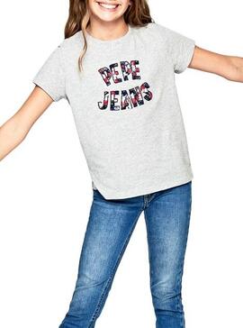 T-Shirt Pepe Jeans Cinza cósmico para Menina