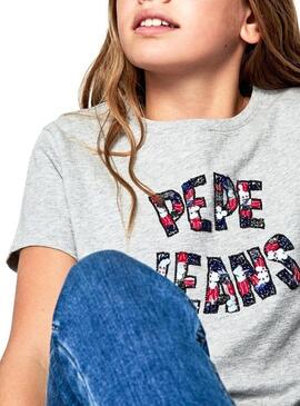 T-Shirt Pepe Jeans Cinza cósmico para Menina