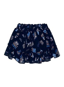 Saia Mayoral Chiffon impresso Azul Marinho para Me