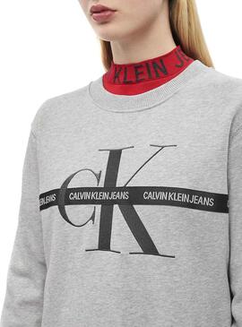 Vestido Calvin Klein Taping Monogram Cinza 