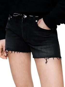 Short Calvin Klein Jeans Belt Preto Mulher