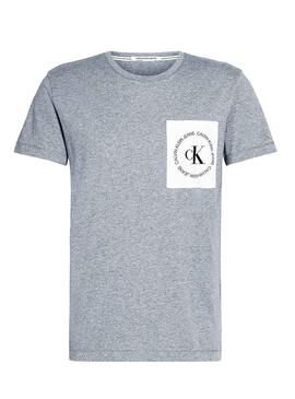 T-Shirt Calvin Klein Jeans Round Logo Cinza Homem