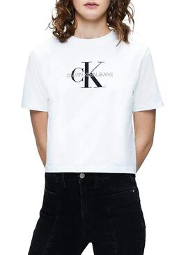 T-Shirt Calvin Klein Monogram Branco Mulher