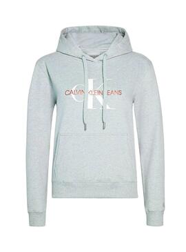 Sweat Calvin Klein Jeans Monogram Cinza Mulher