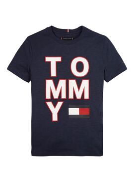 T-Shirt Tommy Hilfiger Maxilogo Azul Menino