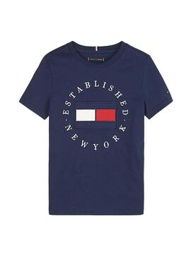 T-Shirt Tommy Hilfiger Round Flag Azul Menino