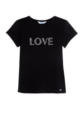 T-Shirt Mayoral Love Black para Menina