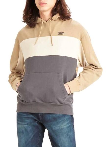 Sweat Levis Colorblock Hoodie Bege para Homem