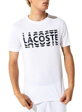 T-Shirt Logotipo Múltiplo Lacoste Branco Homem