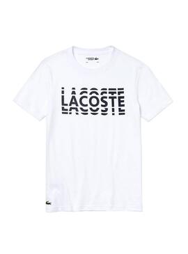 T-Shirt Logotipo Múltiplo Lacoste Branco Homem