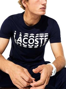 T-Shirt Lacoste Multiple Logo Azul Marinho Homem