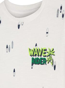 T-Shirt Mayoral Impressão em creme para Menino