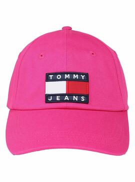 Viseira Tommy Jeans Heritage Rosa Para Mulher