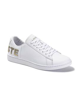 Sapatilhas Lacoste Carnaby Branco Dourado Mulher