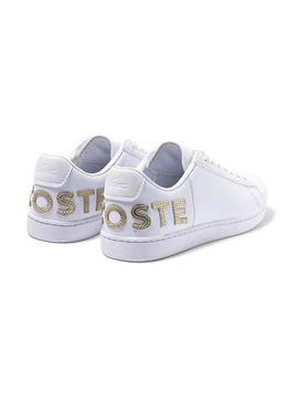 Sapatilhas Lacoste Carnaby Branco Dourado Mulher