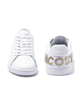 Sapatilhas Lacoste Carnaby Branco Dourado Mulher