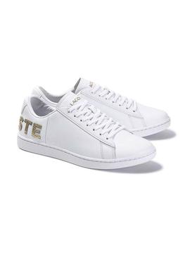 Sapatilhas Lacoste Carnaby Branco Dourado Mulher