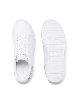 Sapatilhas Lacoste Carnaby Branco Dourado Mulher