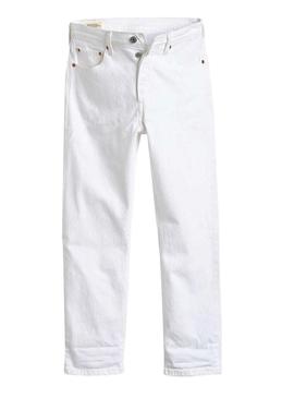 Jeans Levis 501 Crop Branco Mulher